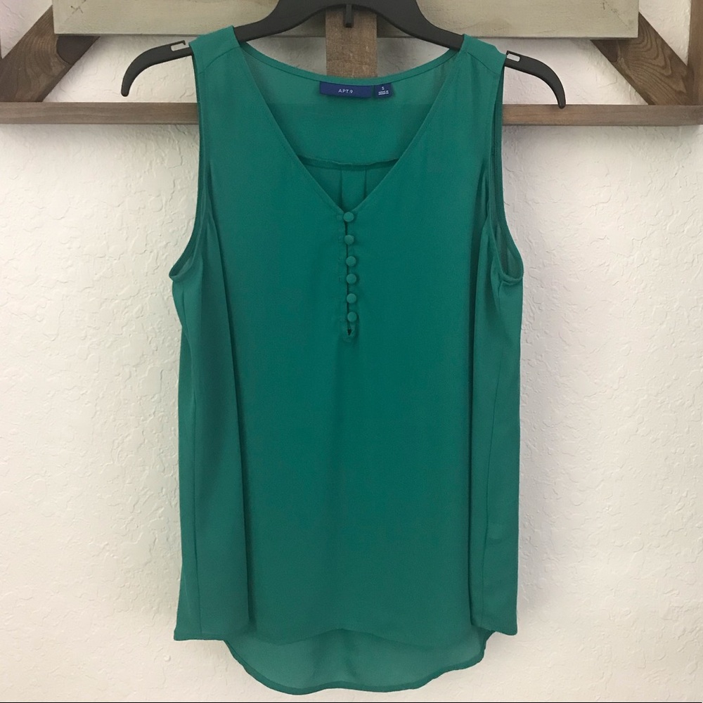 Apt. 9 Teal Sleeveless Blouse with Buttons Size Small